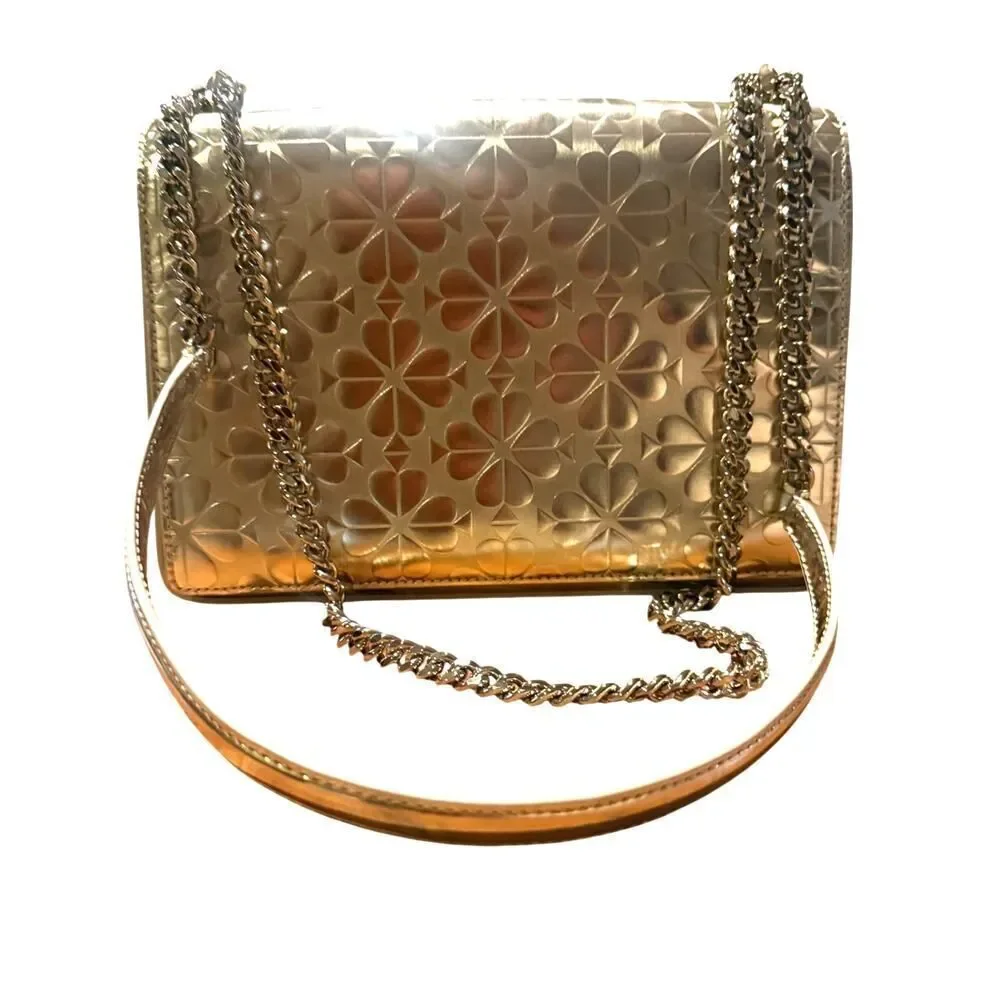 Kate Spade Amelia Spade Flower Medium Convertible Shoulder Bag – Gold Crossbody